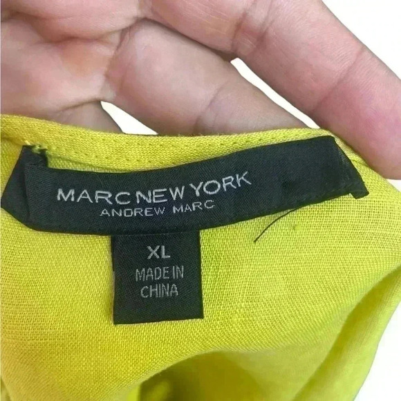 MARCNEWYORK XL neon yellow 100%  linen pearl spaghetti straps semi sweetheart - Picture 5 of 10